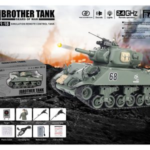 BROTHER TANK RC TANK 1:18 USA M4A3 SHERMAN GREEN