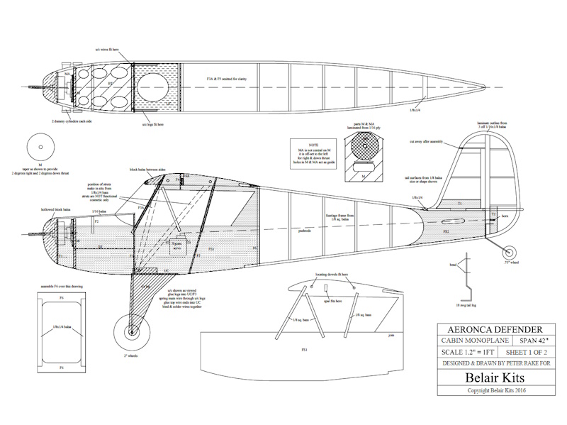 Bellair Aeronca Defender 42" electric scale kitA-BA003 NEW