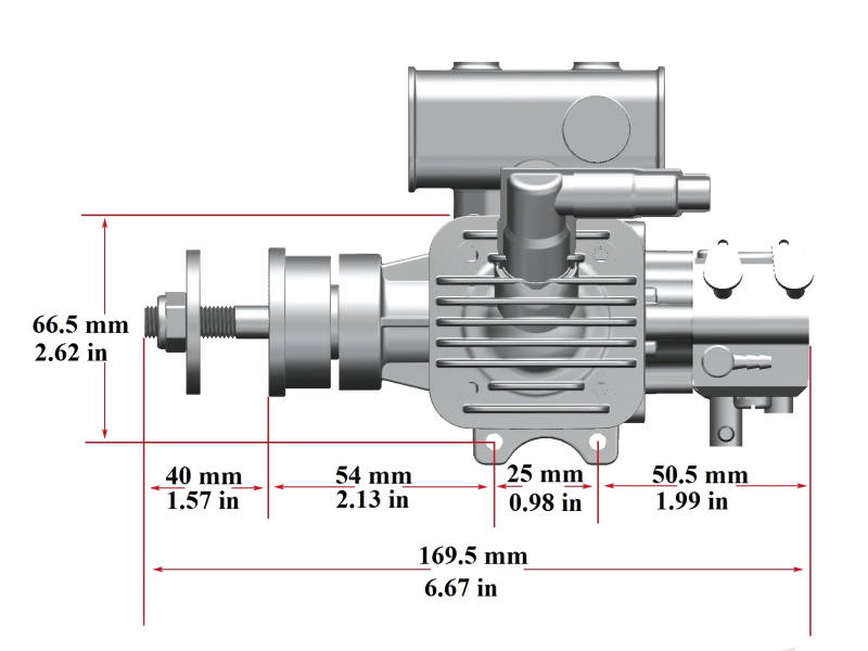 26cc Single Cylinder Side Exhaust 2-Stroke Petrol Engine