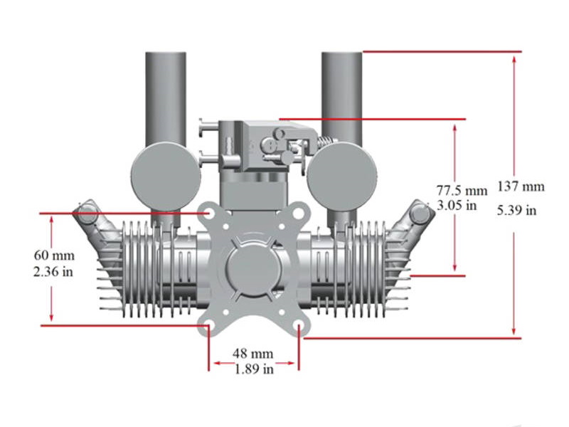 30cc Twin Cylinder 2-Stroke Petrol Engine