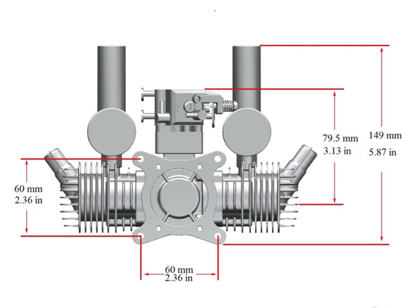 40cc Twin Cylinder 2-Stroke Petrol Engine