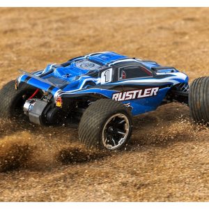 Traxxas Rustler 1:10 2WD RTR Electric Stadium Truck, Blue (+ TQ 2-ch, XL-5, Titan 550, 7-Cell NiMH, USB-C charger) by Traxxas in RC Models/Cars/Electric