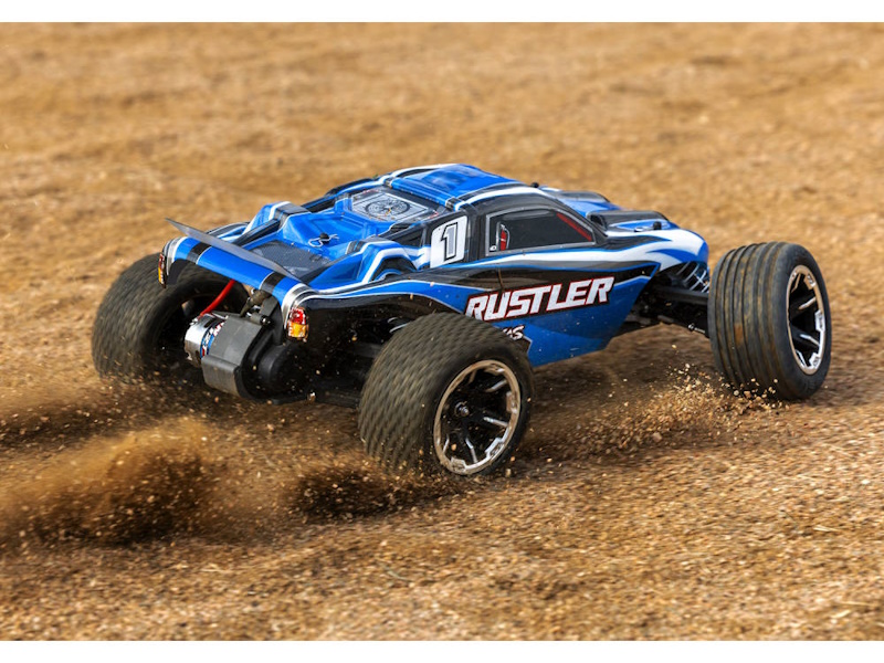 Traxxas Rustler 1:10 2WD RTR Electric Stadium Truck, Blue (+ TQ 2-ch, XL-5, Titan 550, 7-Cell NiMH, USB-C charger) by Traxxas in RC Models/Cars/Electric