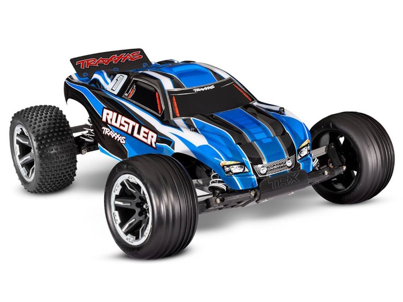 Traxxas Rustler 1:10 2WD RTR Electric Stadium Truck, Blue (+ TQ 2-ch, XL-5, Titan 550, 7-Cell NiMH, USB-C charger) by Traxxas in RC Models/Cars/Electric