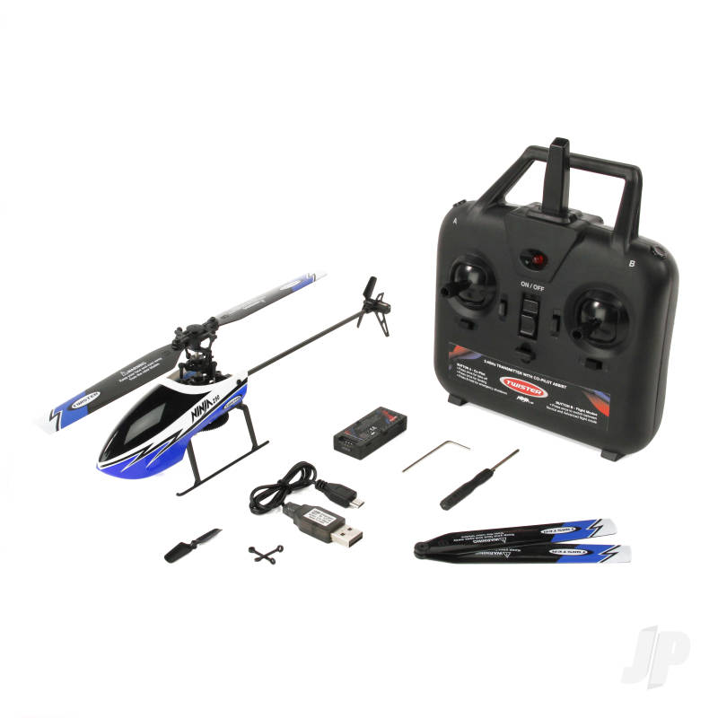 Twister Ninja 250 Helicopter with Co-Pilot Assist, 6-Axis Stabilisation and Altitude Hold (Blue)