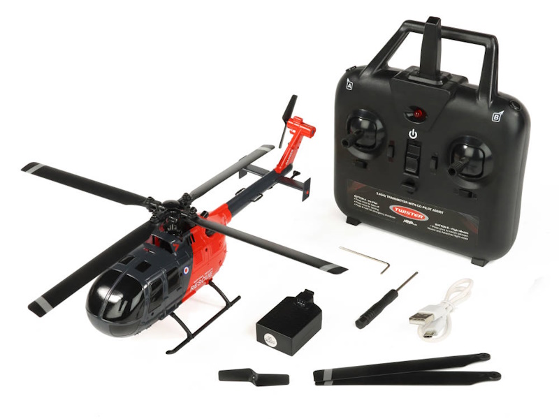 BO-105 Scale 250 Flybarless Helicopter with 6 Axis Stabilisation and Altitude Hold (Grey/Red) by Twister in RC Models/Helicopters/Fixed Pitch