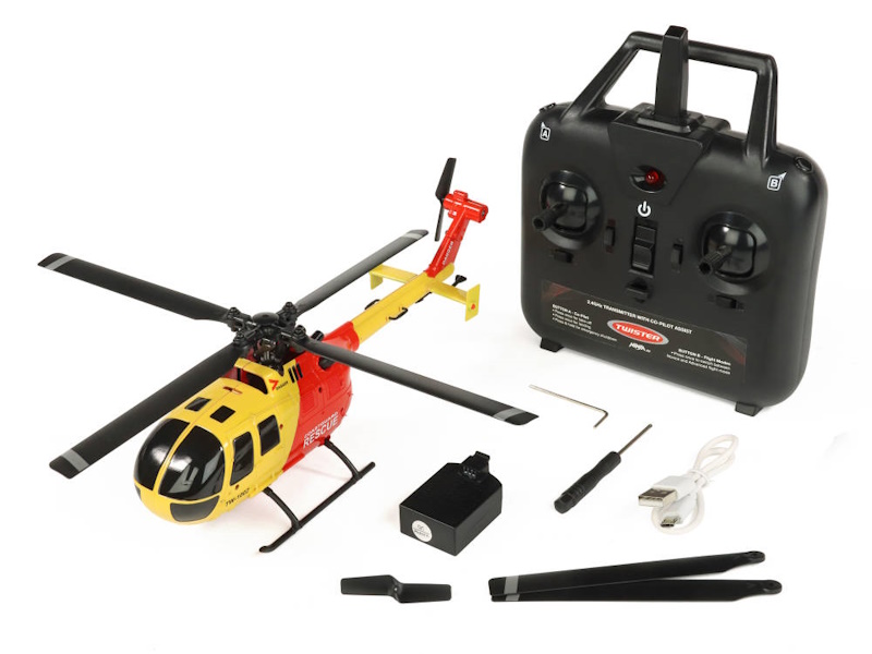 BO-105 Scale 250 Flybarless Helicopter with 6 Axis Stabilisation and Altitude Hold (Yellow/Red) by Twister in RC Models/Helicopters/Fixed Pitch